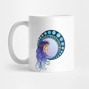 Purple and blue Art Nouveau lady Mug